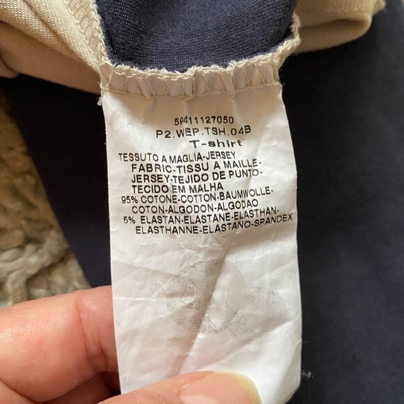 Max Mara Weekend Casual Jersey | Women's Navy & Beige Long Sleeve Shirt - Picture 11 of 12